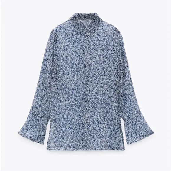 ZARA FLORAL PRINT BLOUSE - Picture 8 of 8